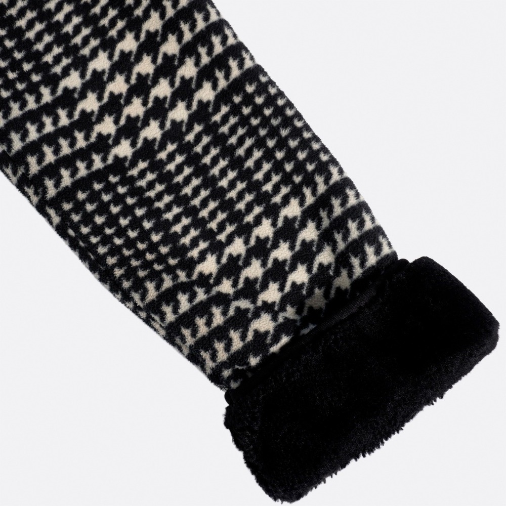 Ike Behar Houndstooth Faux Fur Coat Black Cream 0X L Hooded Winter Chic - Picture 4 of 8